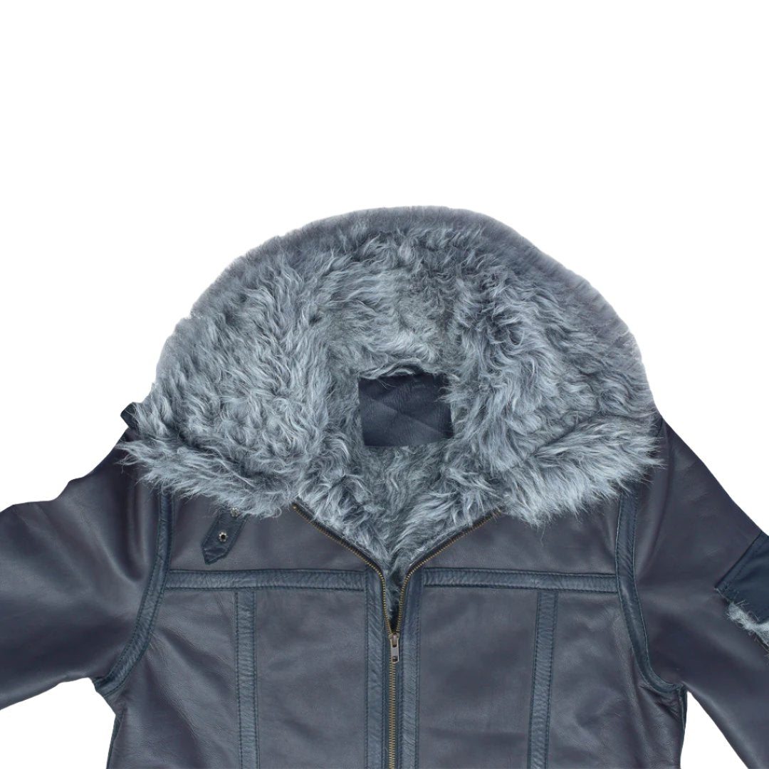 Men's Black Shearling Flight Aviation Jacket - Cold Inferno