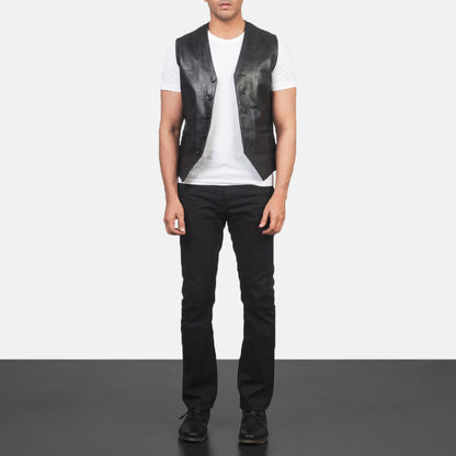 Auden Black Leather Vest Avanzar Leather