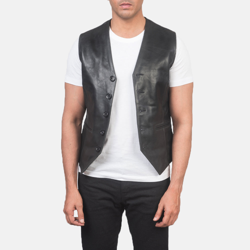 Auden Black Leather Vest Avanzar Leather