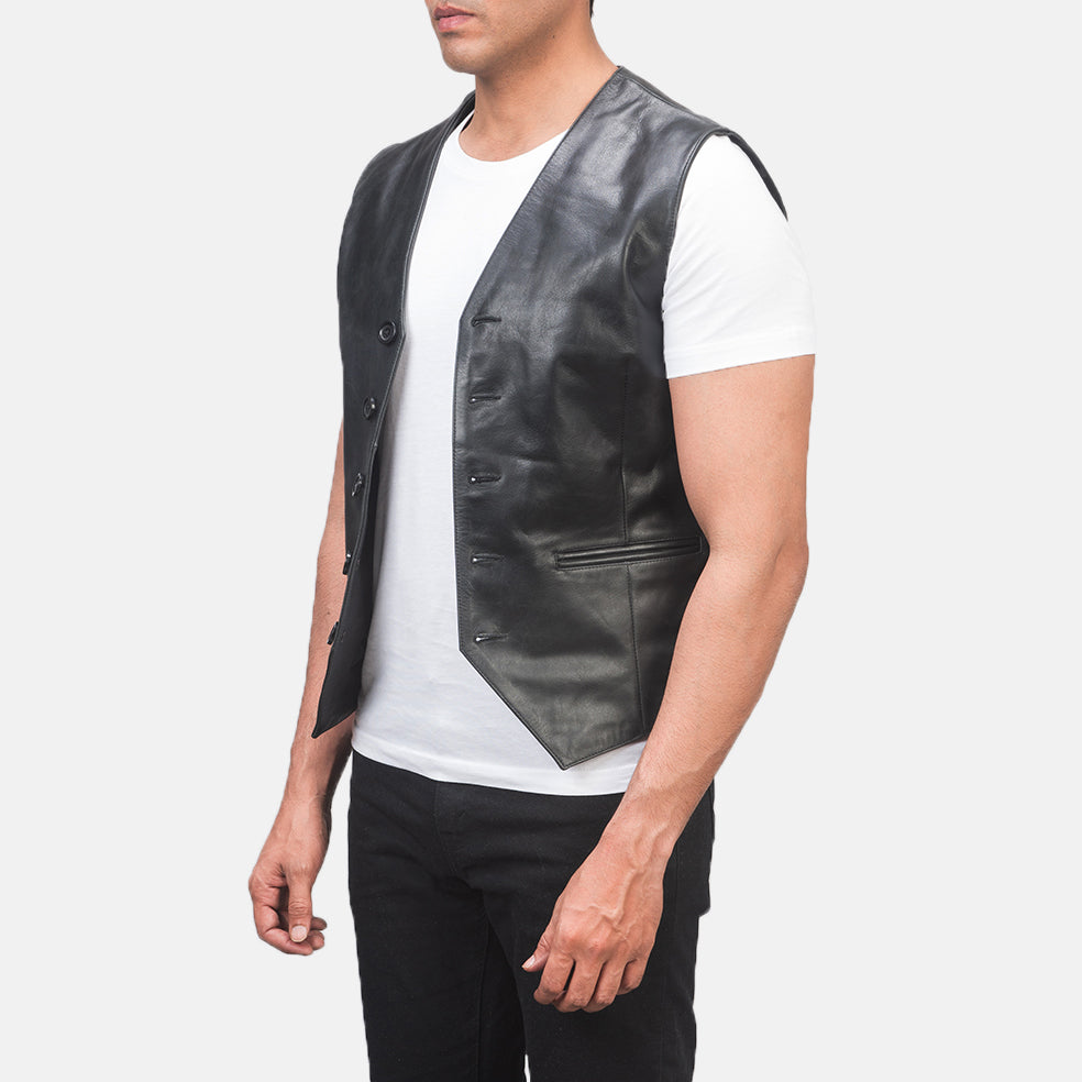 Auden Black Leather Vest Avanzar Leather