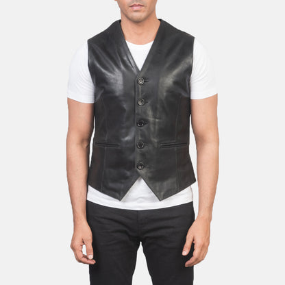 Auden Black Leather Vest Avanzar Leather