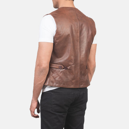 Auden Brown Leather Vest Avanzar Leather