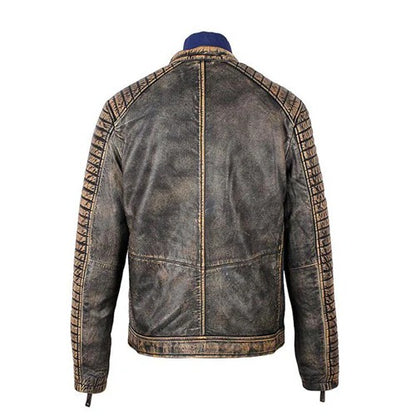 Men’s Black Distressed Leather Jacket Rugged Style 