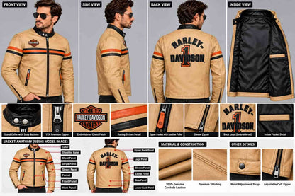 Men's Black & Tan Perforated Leather Racing Jacket – Inspired by Harley-Davidson anatomy view by avanzar leather