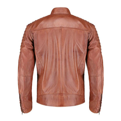 Men’s Brown Distressed Cafe Racer Leather Jacket Vintage Style