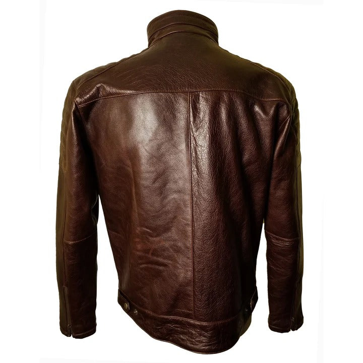 Men’s Dark Brown Distressed Leather Jacket Classic Style