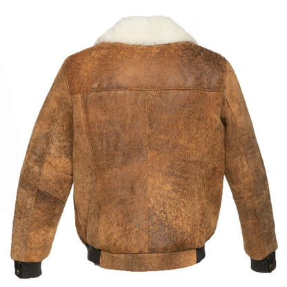 Men’s Distressed Brown A2 Bomber Shearling Jacket