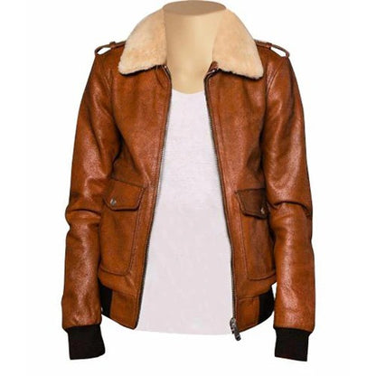 Men’s Distressed Brown Bomber Leather Jacket Classic Aviation