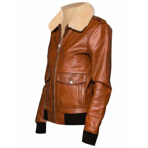 Men’s Distressed Brown Bomber Leather Jacket Classic Aviation