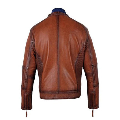Men’s Distressed Brown Leather Jacket Classic Style