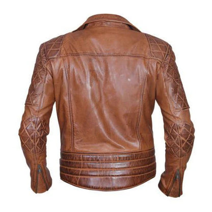 Men’s Distressed Brown Sandwash Biker Leather Jacket Rugged Vintage Edge