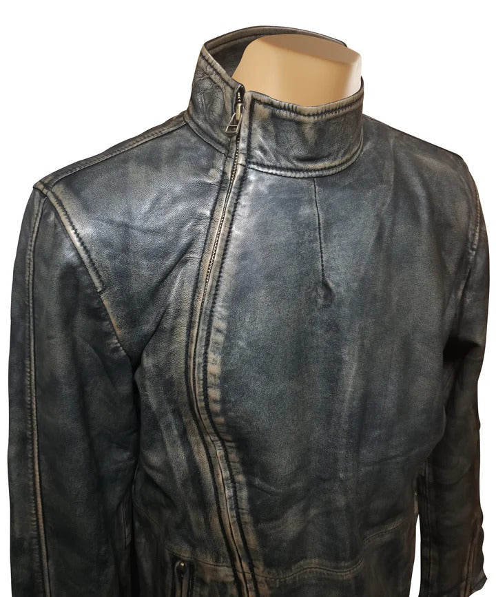 Men’s Distressed Vintage Style Leather Jacket Rugged Elegance