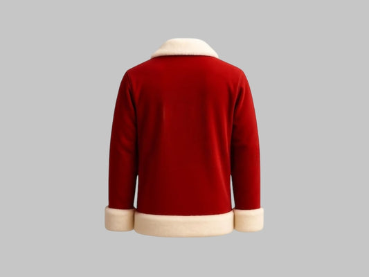 Men's Red Santa Jacket with Luxe Faux Fur Trim