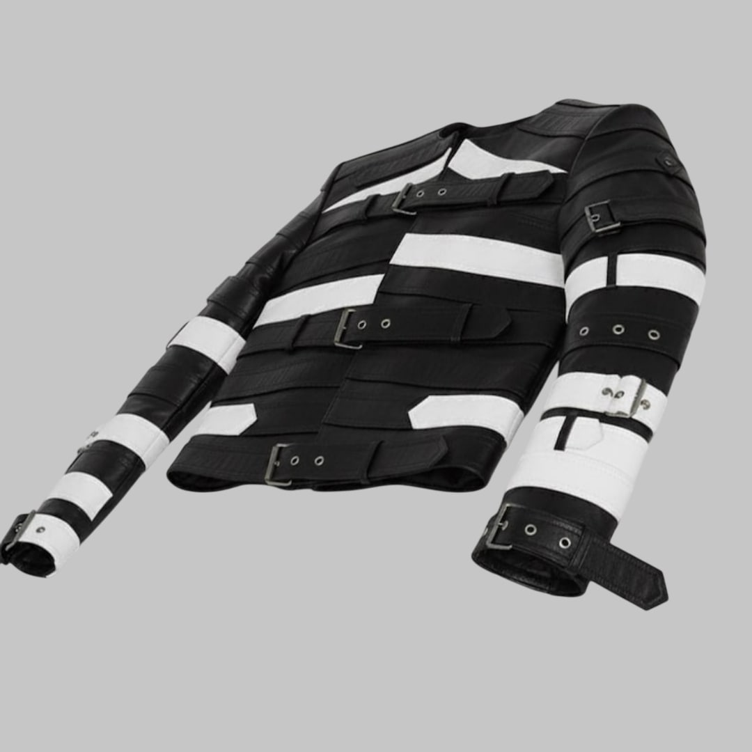 Men’s Reworked Leather Biker Jacket with Belt Detail – Handmade Designer Style