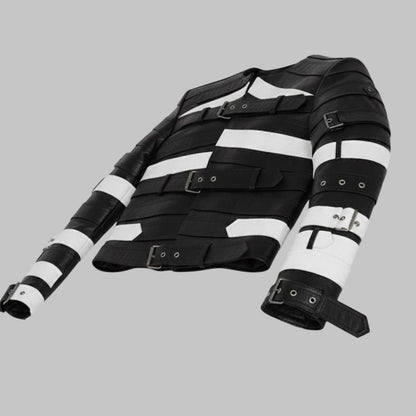 Men’s Reworked Leather Biker Jacket with Belt Detail – Handmade Designer Style