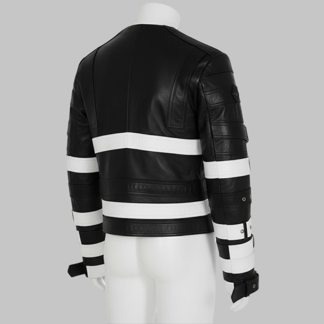 Men’s Reworked Leather Biker Jacket with Belt Detail – Handmade Designer Style