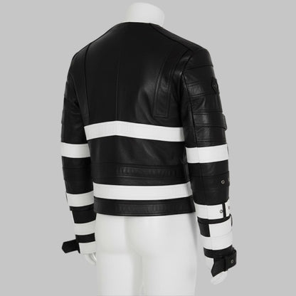 Men’s Reworked Leather Biker Jacket with Belt Detail – Handmade Designer Style