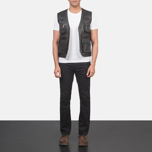 Safari Brown Leather Vest Avanzar Leather