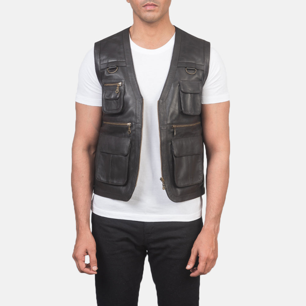 Safari Brown Leather Vest Avanzar Leather