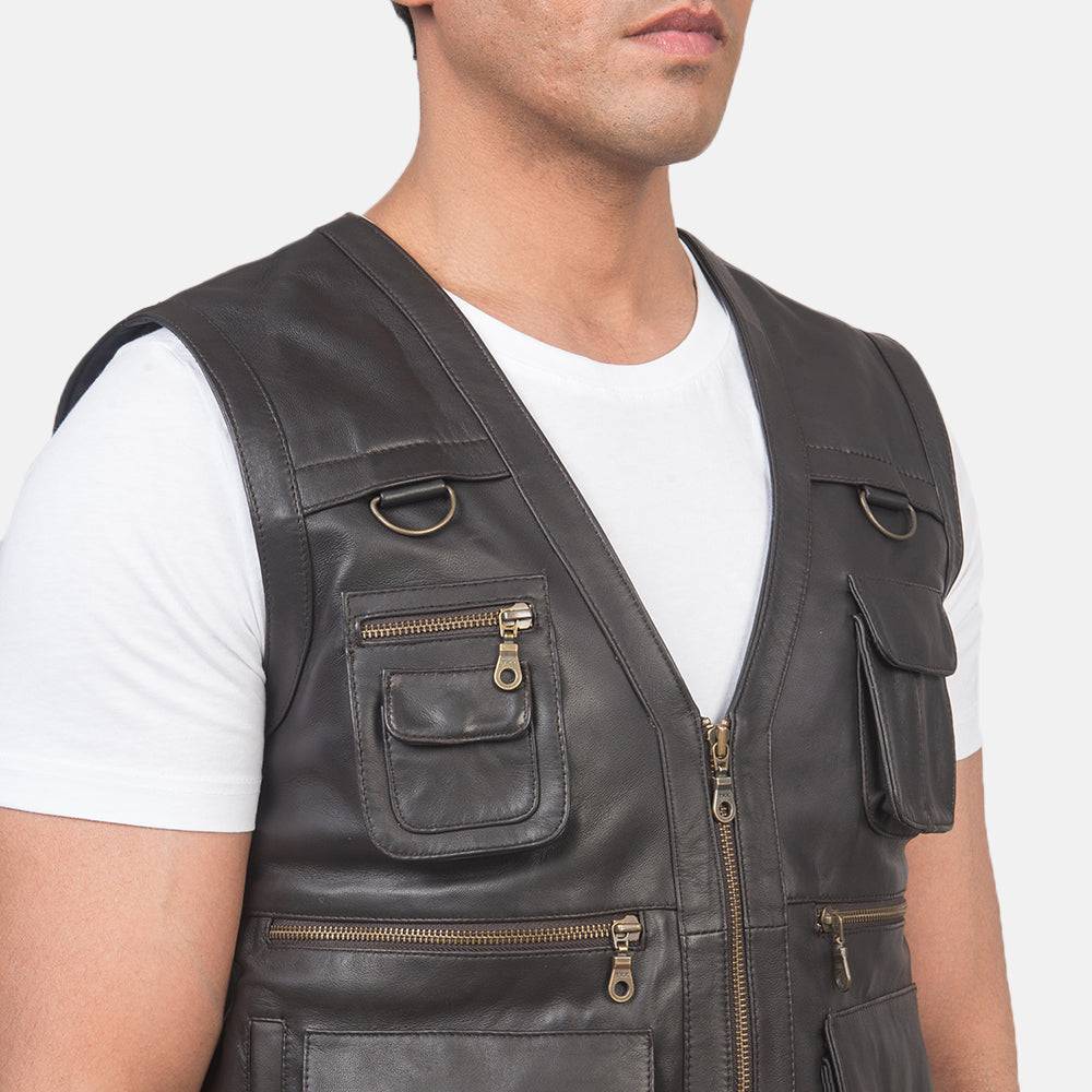 Safari Brown Leather Vest Avanzar Leather