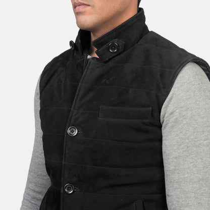 Tony Black Suede Vest Avanzar Leather