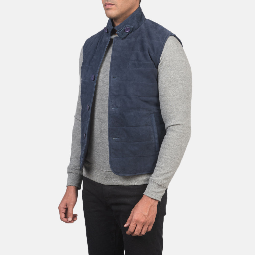 Tony Blue Suede Vest Avanzar Leather