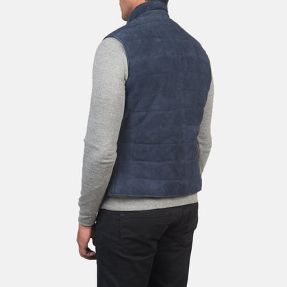 Tony Blue Suede Vest Avanzar Leather