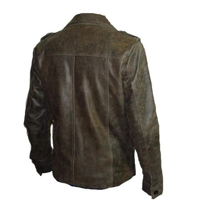 Men’s Vintage Distressed Brown Leather Jacket Classic Rugged Outerwear