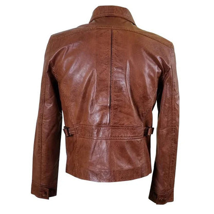 Men’s Washed Brown Leather Jacket Timeless Rugged Style