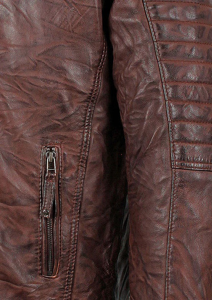 Men’s Wrinkled Brown Café Racer Leather Jacket Timeless Edge