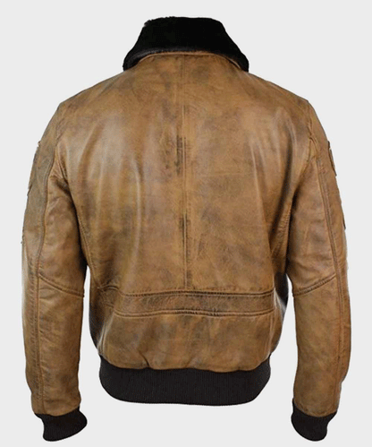 Men's Aviator Tan Bomber Leather Jacket