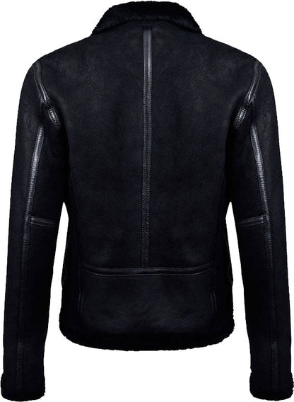 Men's Black Biker Leather Jacket with Fur - Stylish & Cozy