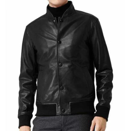 Men’s Black Flight Genuine Leather Bomber Jacket Avanzar Leather