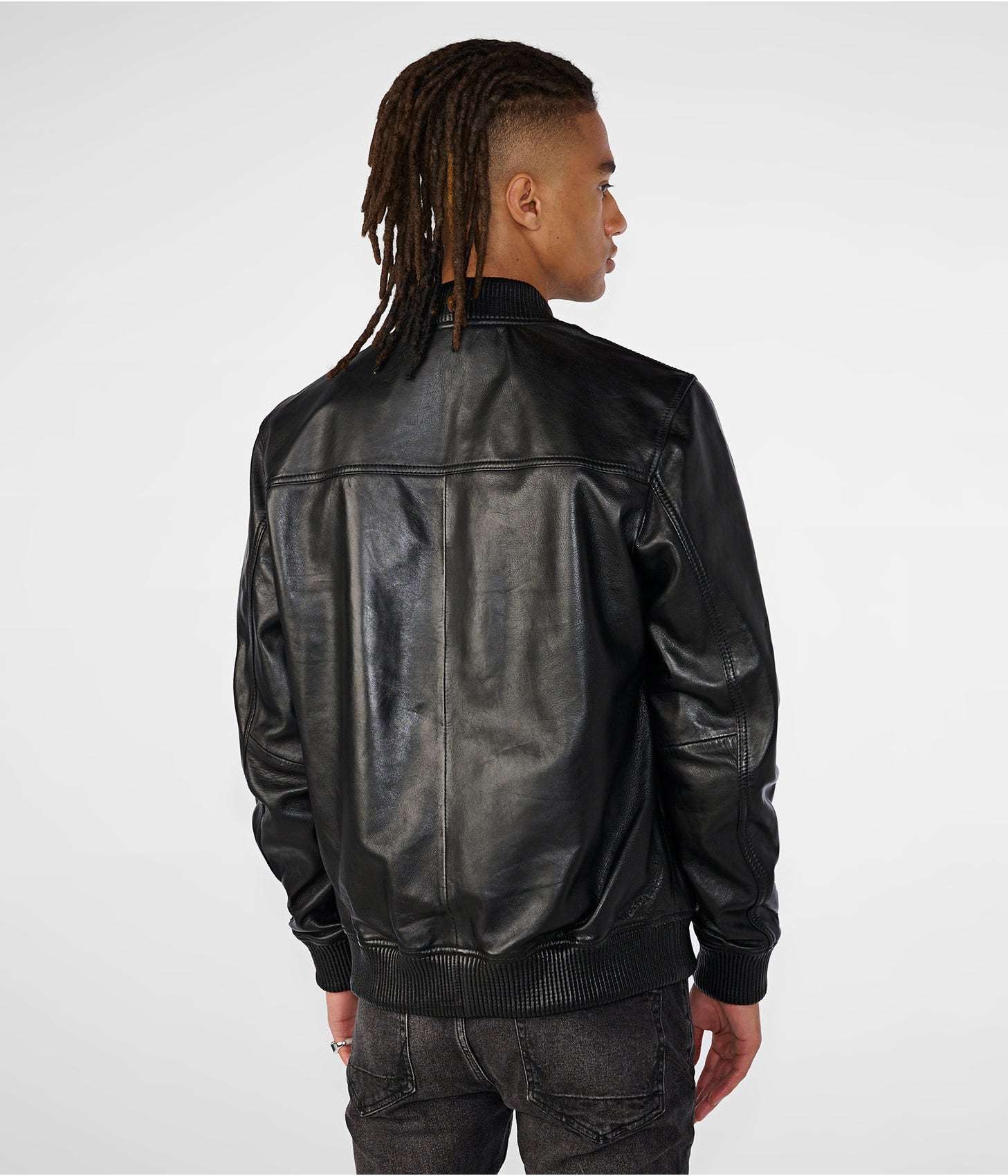 Men's Black Harrington Leather Bomber Jacket