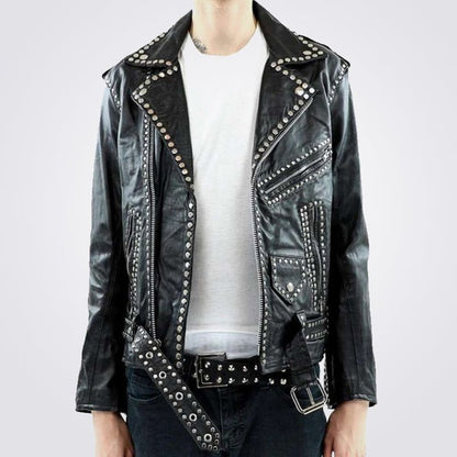 Men’s Black Studded Leather Party Jacket – Avanzar Leather