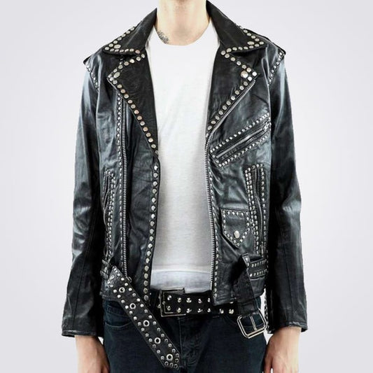 Men’s Black Studded Leather Party Jacket – Avanzar Leather