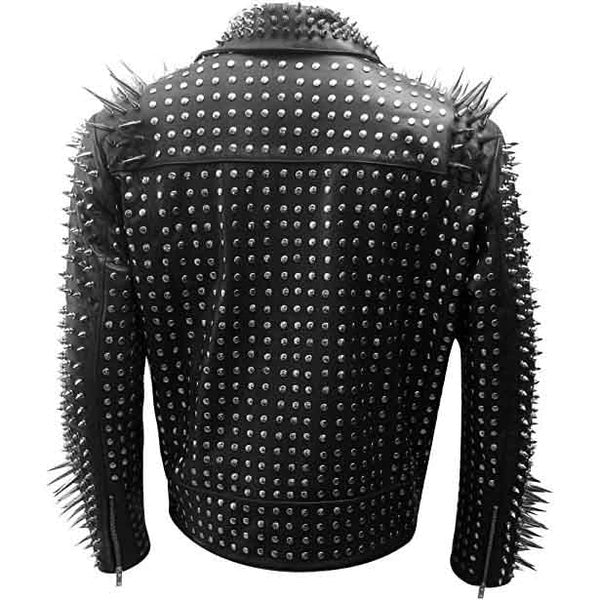 Men’s Black Punk Studded Motorcycle Leather Jacket