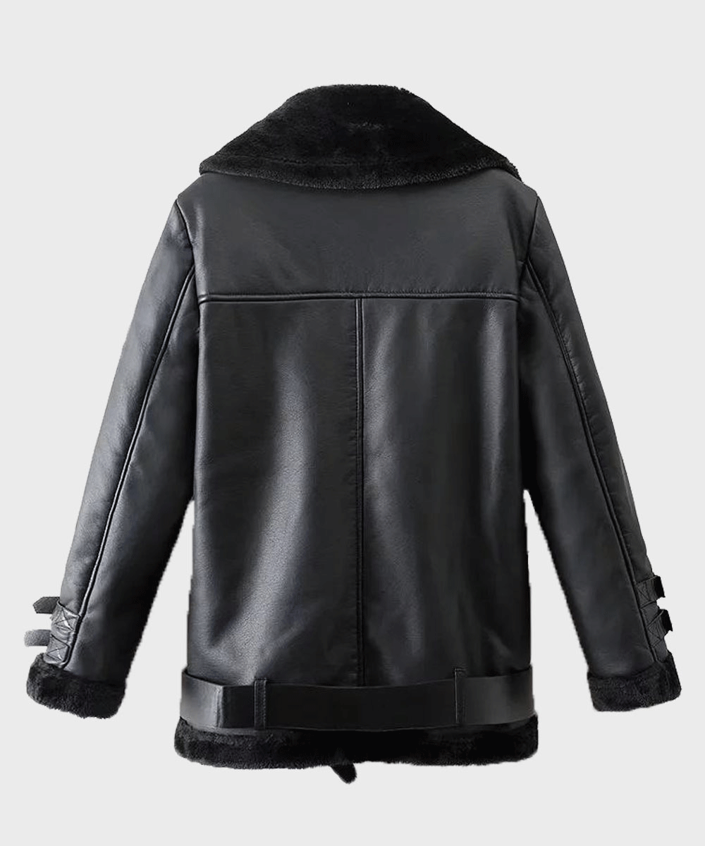 Men's Black Shearling Winter Leather Jacket