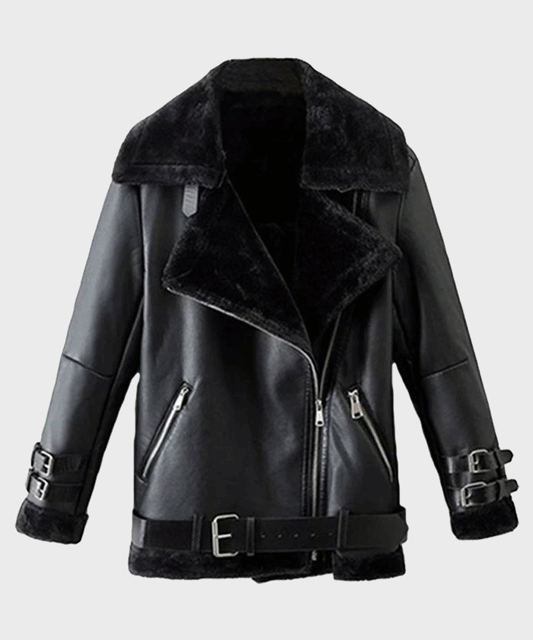 Men's Black Shearling Winter Leather Jacket