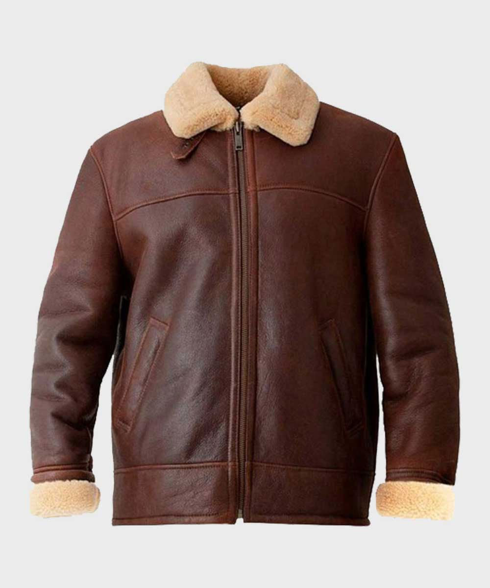 Men's Brown Aviator Shearling Leather Jacket