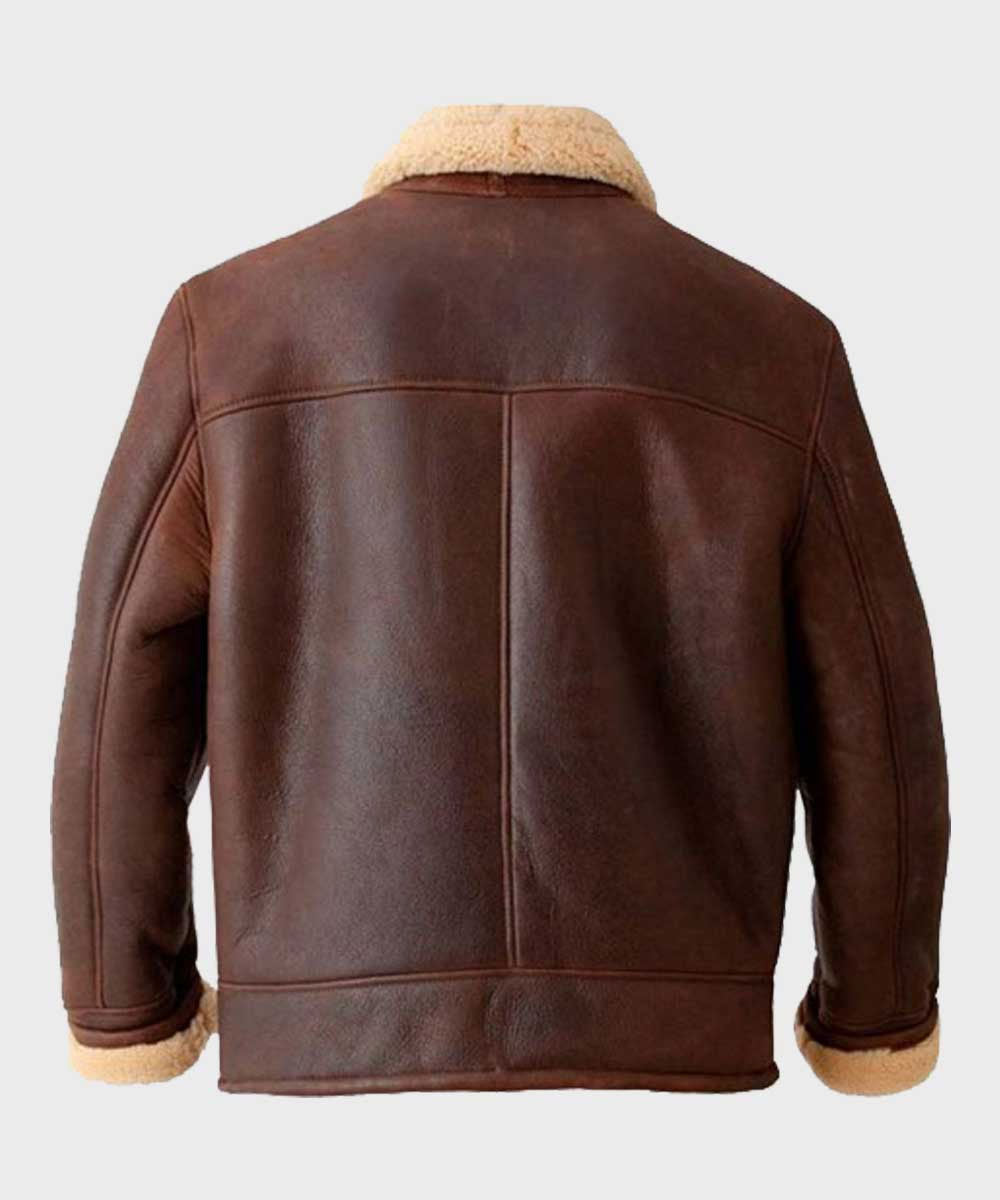 Men's Brown Aviator Shearling Leather Jacket