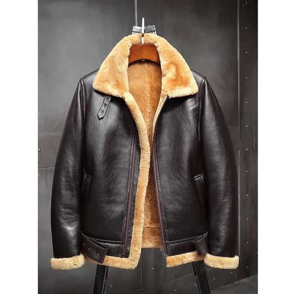 Men’s Brown Shearling B3 Bomber Sheepskin Jacket