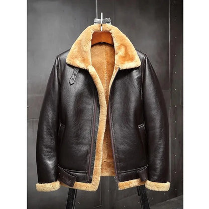 Men’s Brown Shearling B3 Bomber Sheepskin Jacket