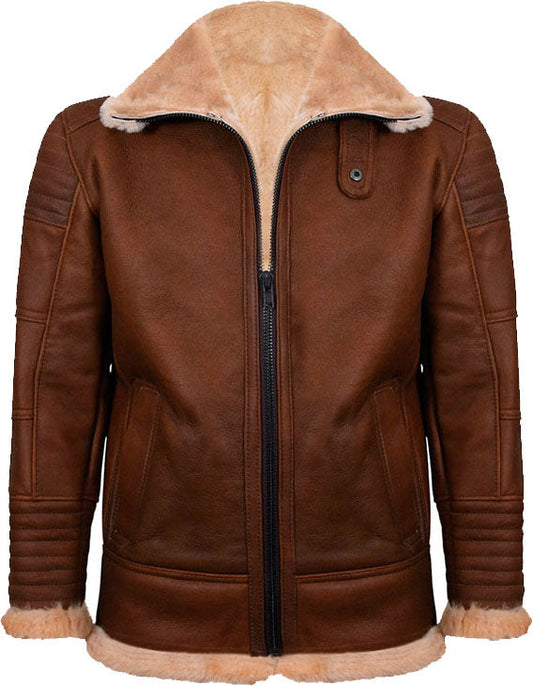 Men’s Brown Nappa Leather Jacket with Fur