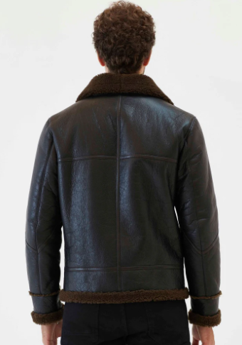 Men's Brown Sheepskin Leather Jacket in Black