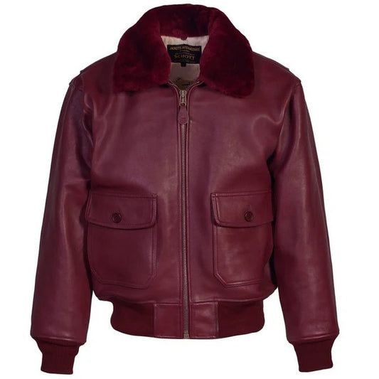 Men’s Burgundy G-1 Leather Flight Jacket Avanzar Leather