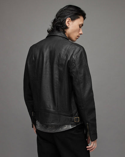 Men's Black Cafe Racer Leather Jacket