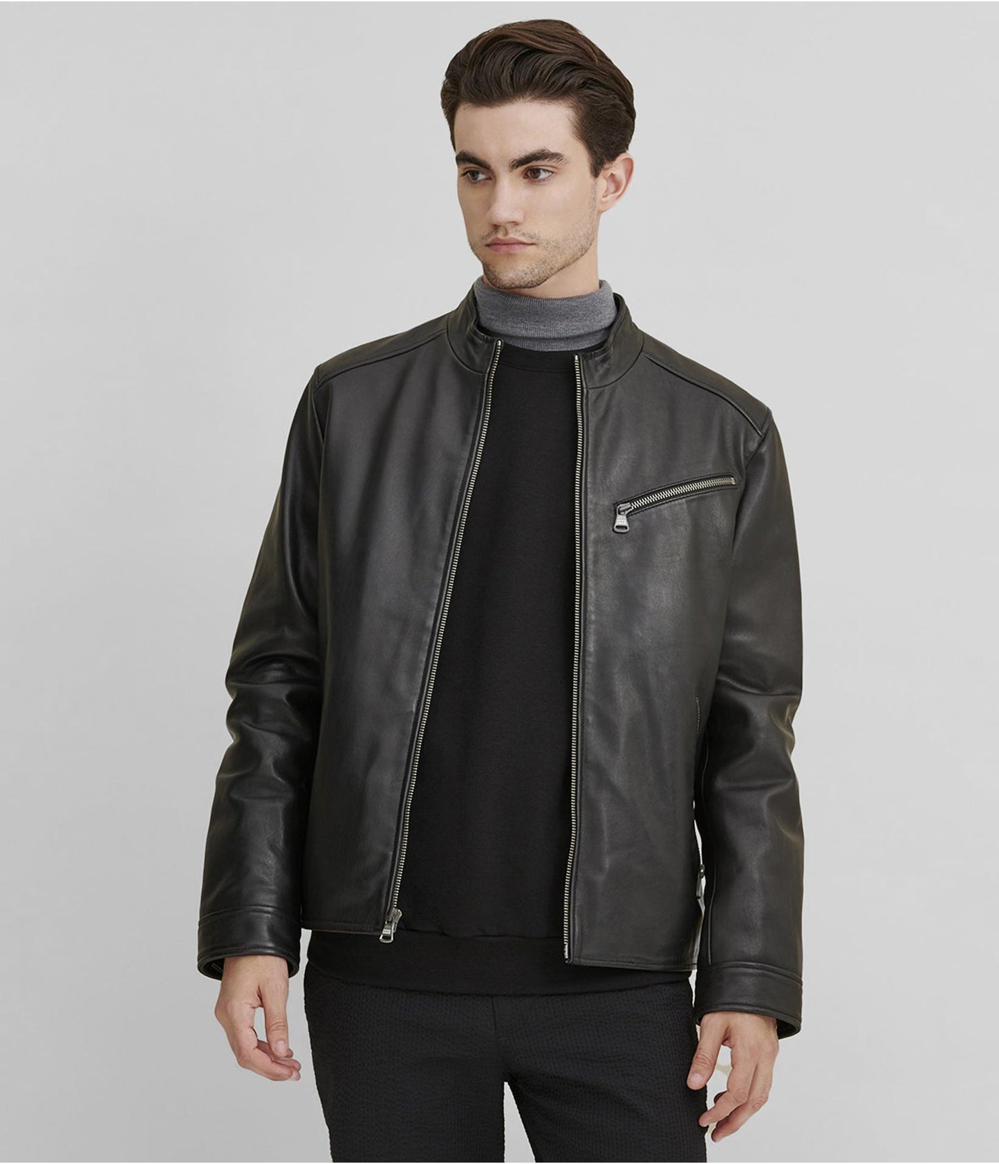 Men's Classic Black Leather Jacket