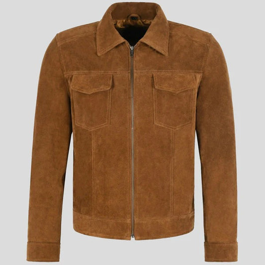 Men’s Classic Tan Suede Jacket – Timeless & Elegant Avanzar Leather