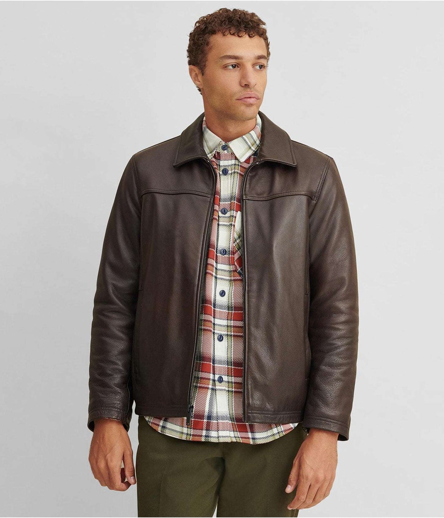 Classic Men's Dark Brown Leather Jacket by Avanzar